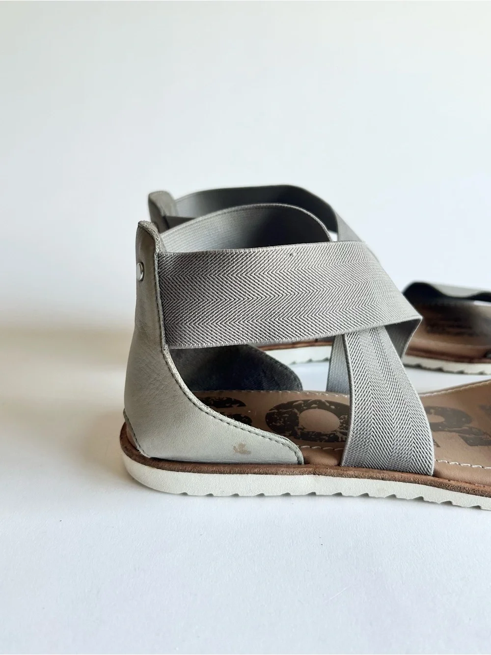 Sorel Olive Green Leather Elastic Straps Rubber Outsole Sandals size 10.5